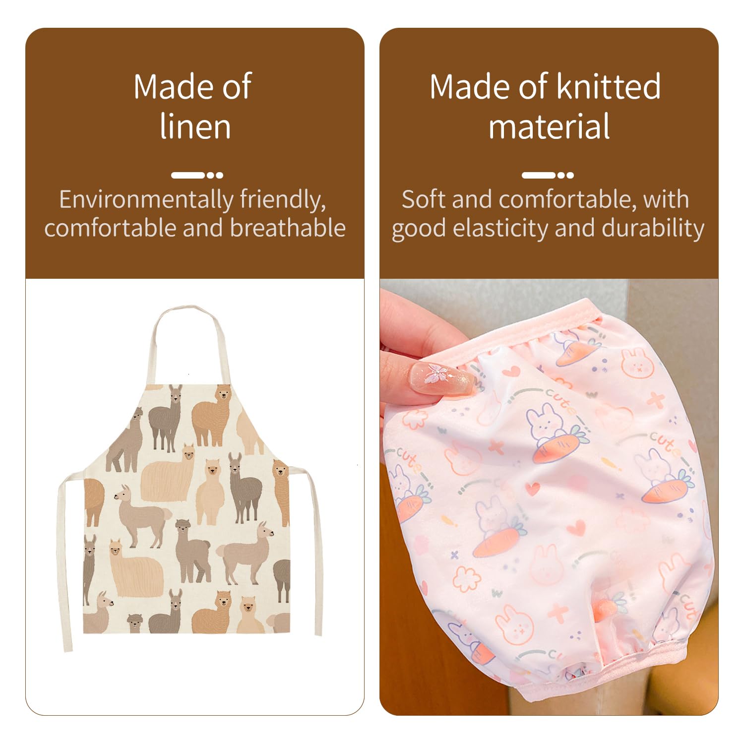 2 Aprons, 2 works of Anti-Fouling Sleeves, Children's Cooking Aprons, Painting Anti-Fouling Props, Cute Animal Aprons - Image 3