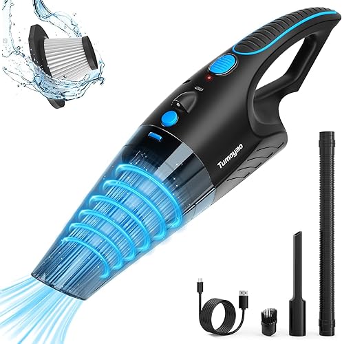Aspiradora de mano inalámbrica, 21000 Pa fuerte succión con luz LED, aspiradora portátil de 1.85 libras para automóvil, oficina, pelo de mascotas