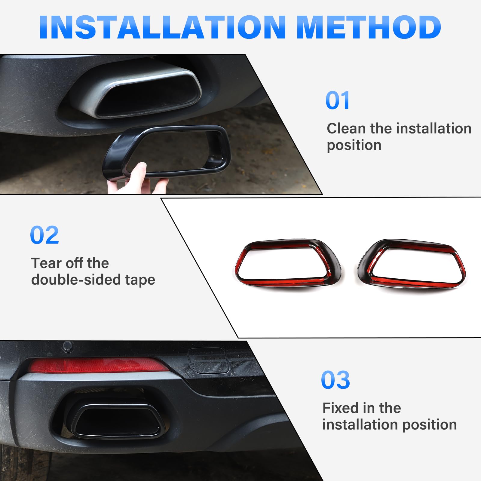 Für X5 F15 2014-2018 X6 F16 2015-2019 Edelstahl Schalldämpfer Auspuffrohr Throat Tail Cover Trim (Schwarz (Regular Version))