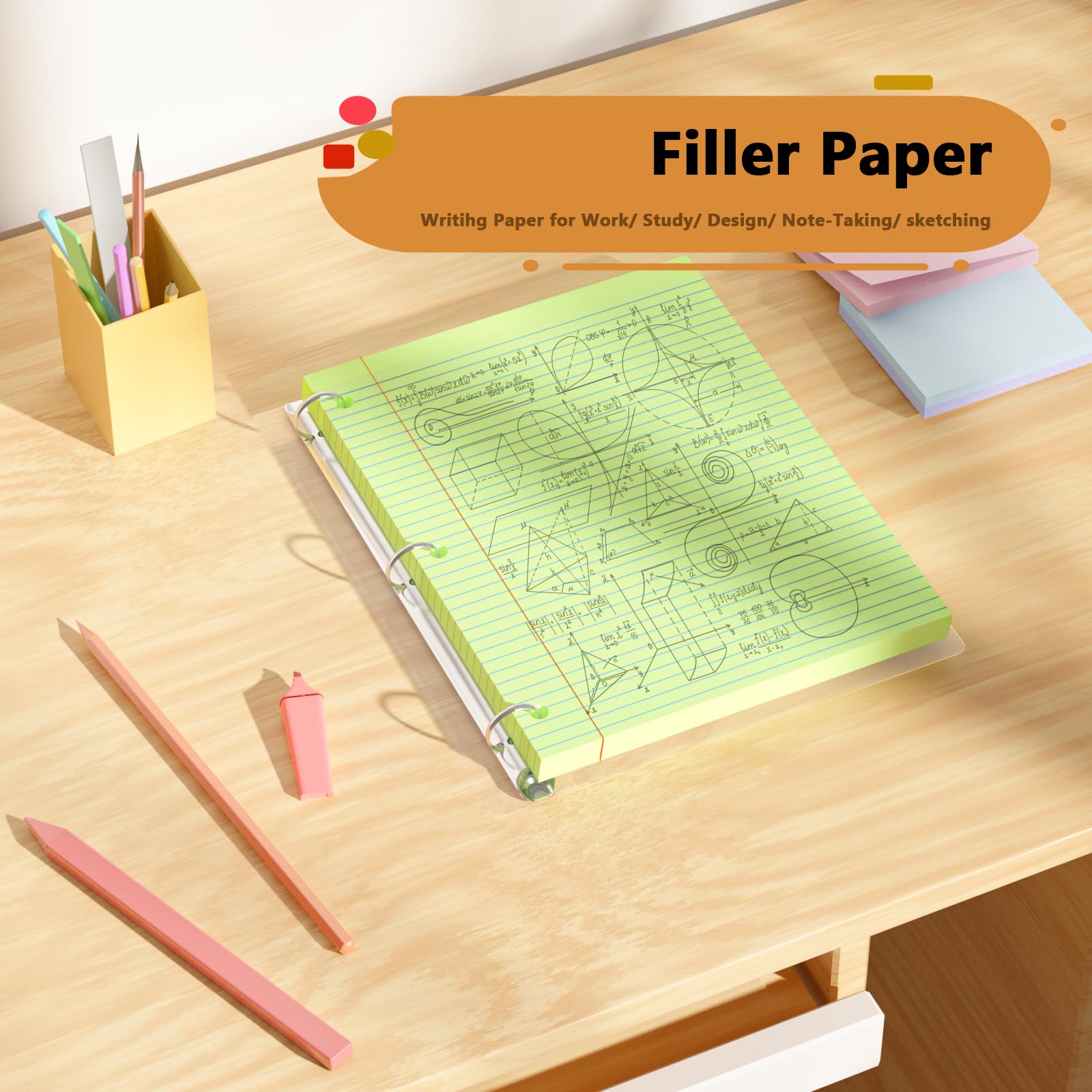 Papel Sulfite Colorido - Pacote Com 200 Folhas Perfuradas Para Fichário 3 Furos