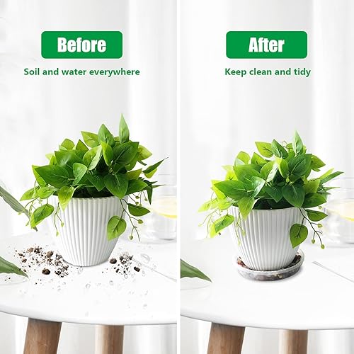 Miniatura 3 de Paquete de 10 platillos para plantas de 7 pulgadas, bandejas transparentes para macetas, bandeja transparente gruesa para plantas para interiores y