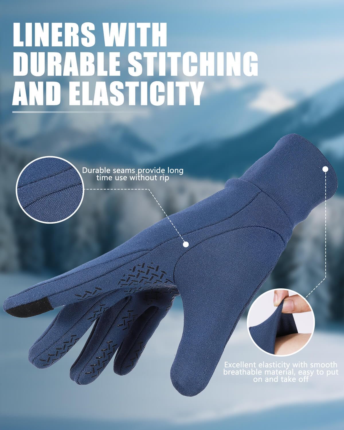 Aegend Lightweight Winter Gloves for Men Women, Warm Running Gloves Touchscreen Thermal Glove Liners for Cold Weather Driving, Cycling & Hiking, Non-Slip, Elastic Cuff, Stretchy, Durable - Image 4