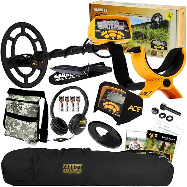 Garrett ACE 300 Metal Detector with Headphones, Carry Bag, Pouch, Digger