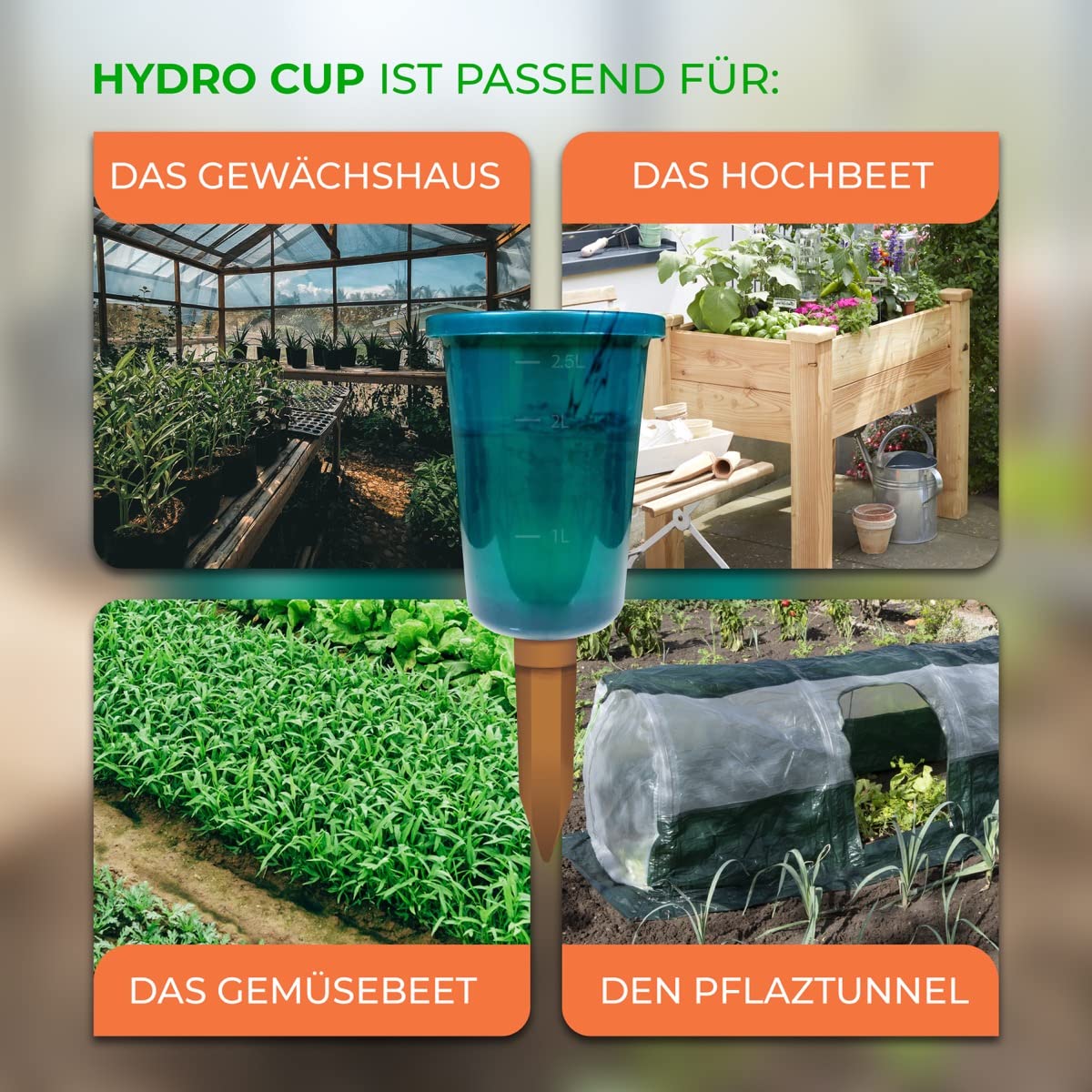 Bio Green Hydro Cup Lot de 4 cônes en Argile avec Embouts Assortis Terracotta 2,5 l