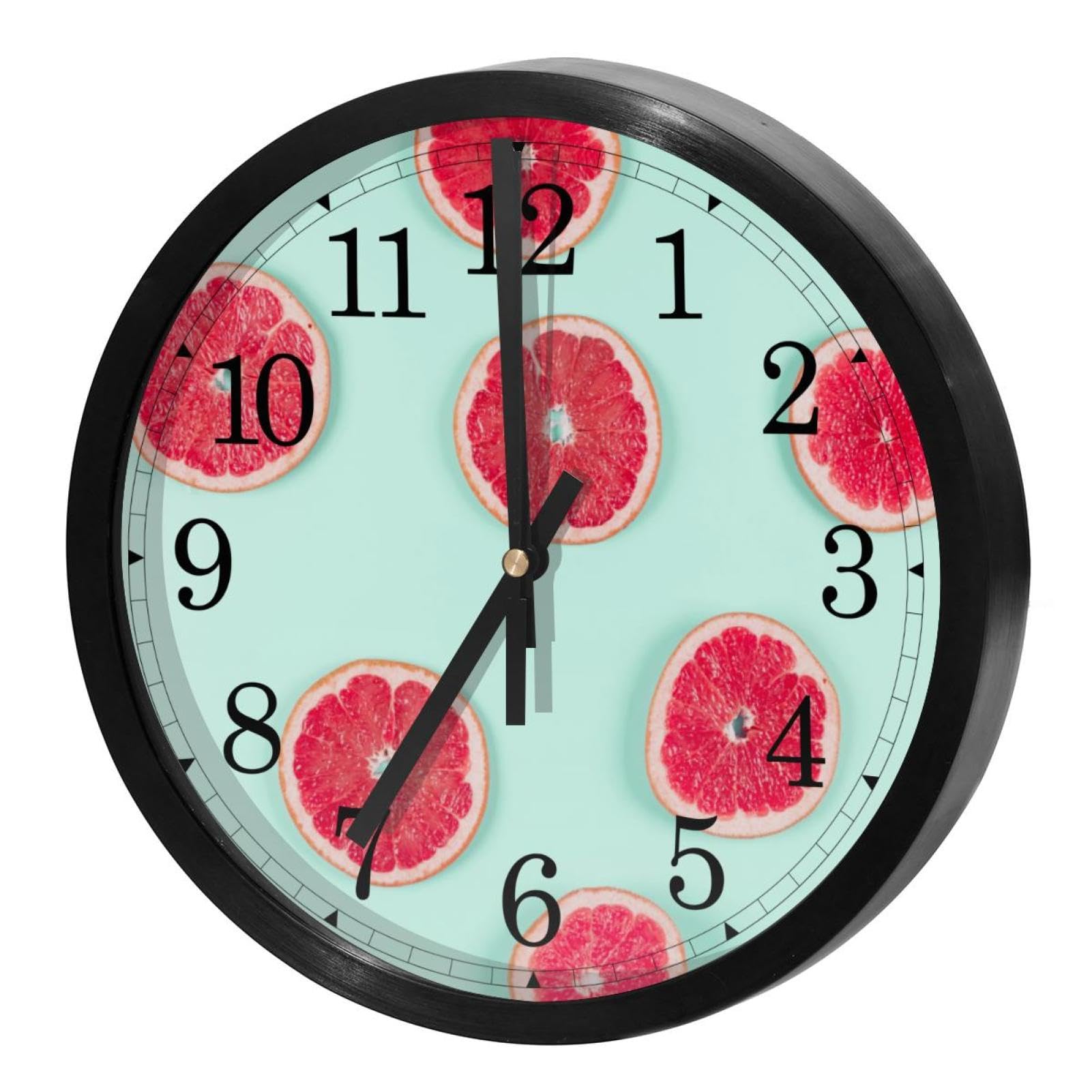 Horloge murale silencieuse motif pamplemousse pour cuisine et salon