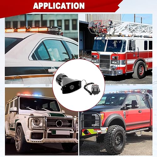 Miniatura 5 de ALAVENTE Bocina de sirena de automóvil de 100 W, 5 tonos, sonora con sistema de altavoz de micrófono PA + kit de bocina de aire de tren de 4