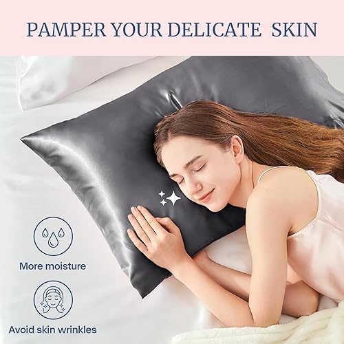 Miniatura 3 de BEDELITE Funda de almohada de satén para cabello y piel, súper suave similar a las fundas de almohada de seda, paquete de 4 con cierre de sobre,