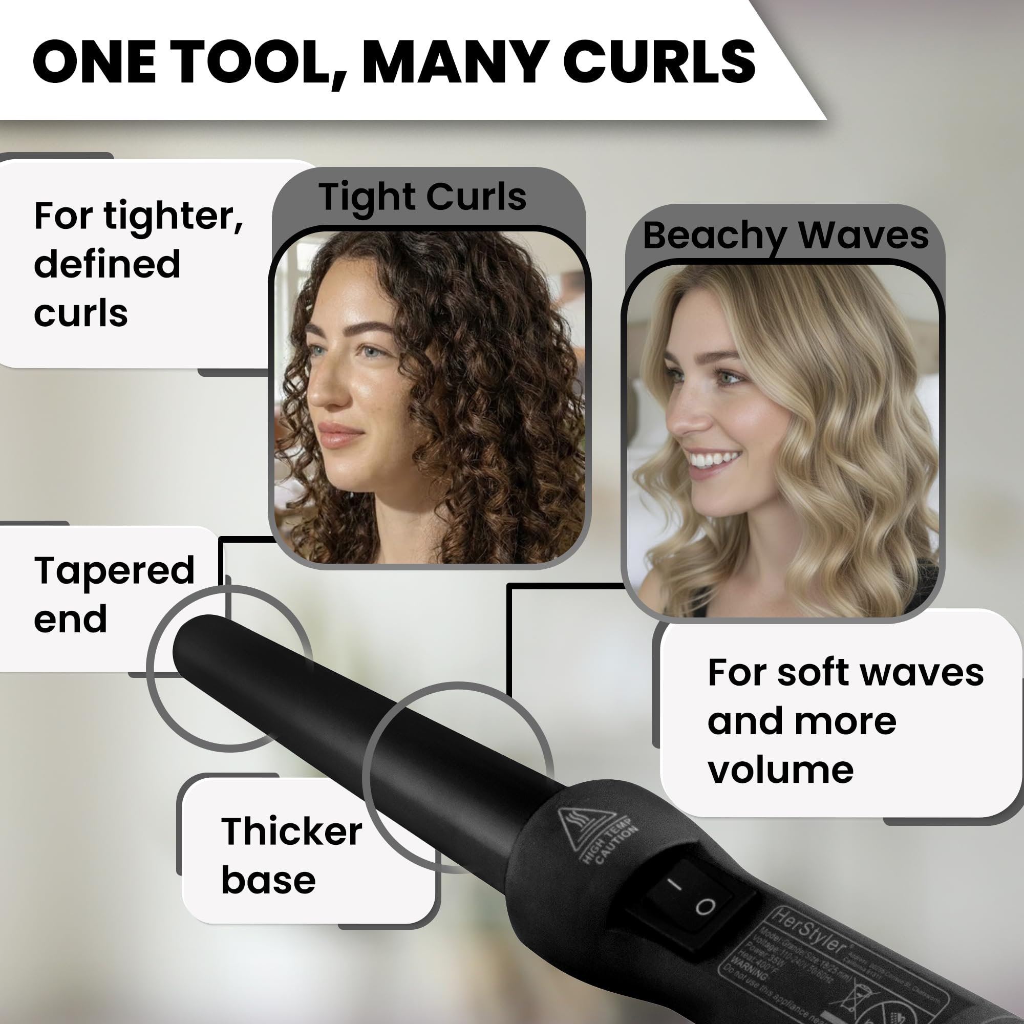 Amazon.com: Herstyler Grande Ceramic Curling Wand - 1 inch  display picture 1