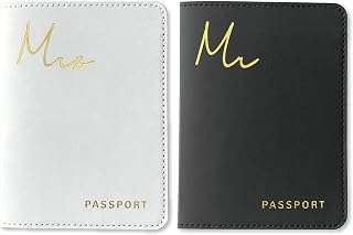 Mr and Mrs Passport Holder Set- Engagement Gifts for Couples | Wedding Travel Essentials for Couples | Honeymoon Gifts for Newlyweds