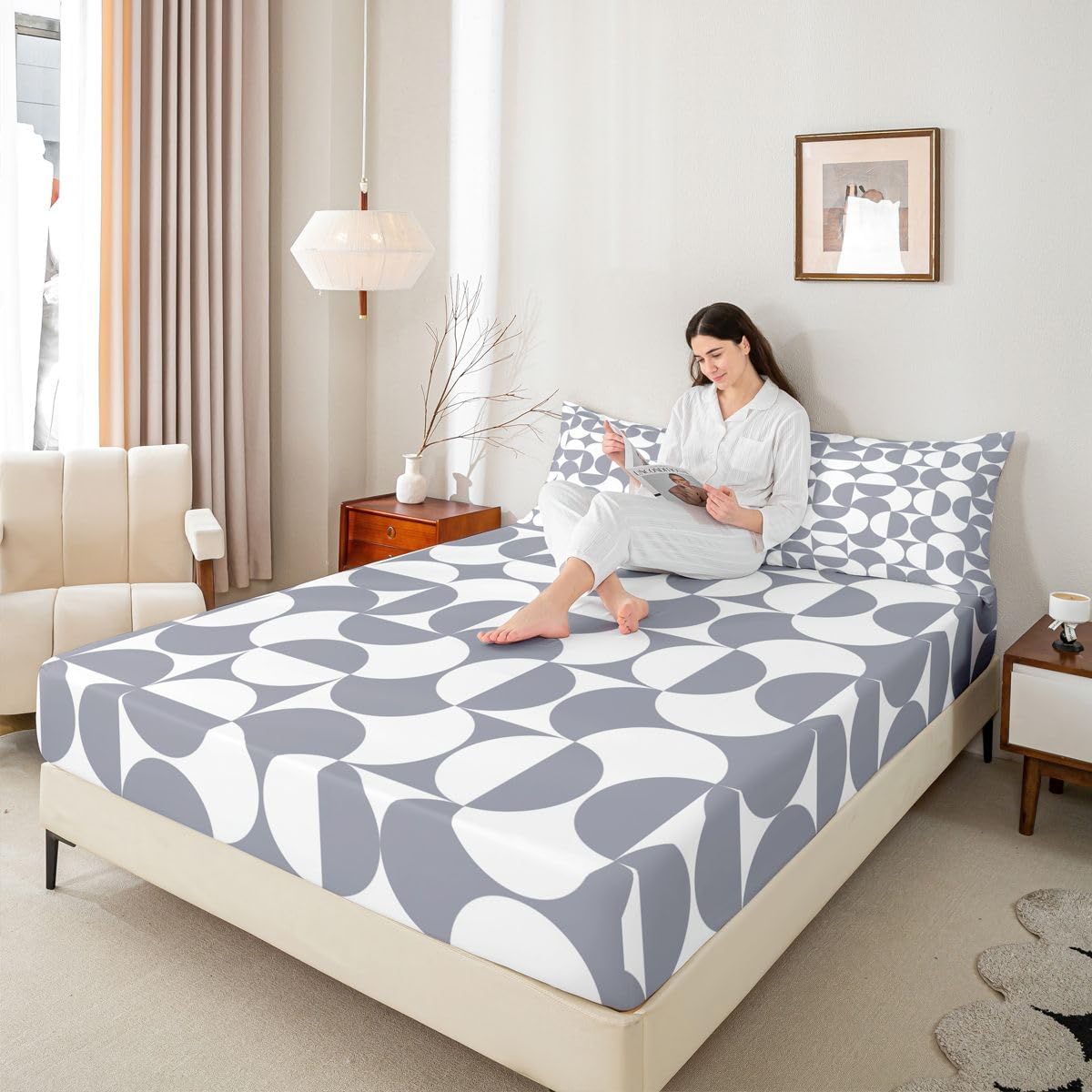 Erosebridal Geometric Kids Fitted Sheet Full