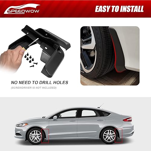 Miniatura 3 de SPEEDWOW Aletas de barro, aptas para Fusion 2013-2018 (no compatible con faldas laterales), juego de 4 piezas delanteras y traseras (no requiere