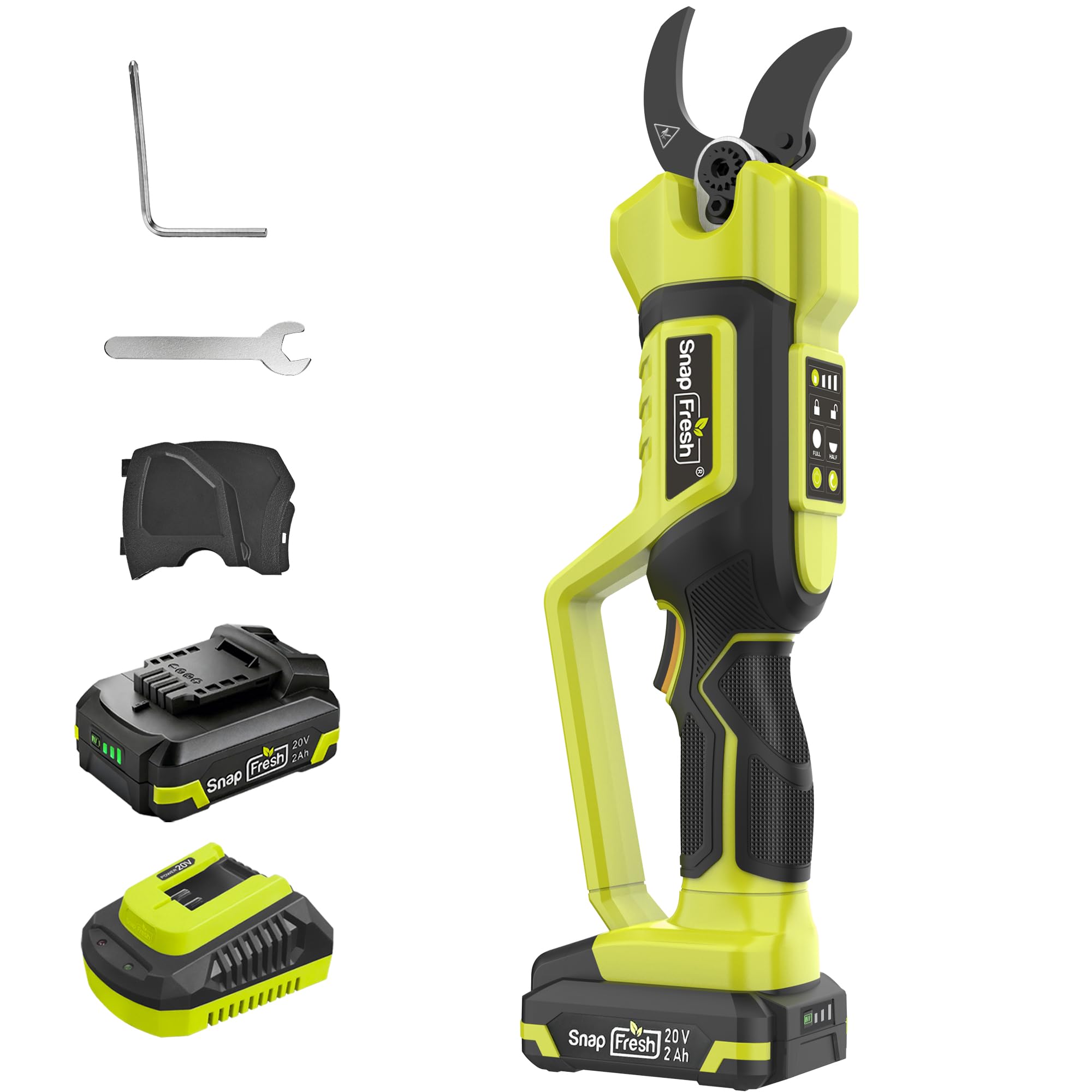 SnapFresh Tijeras de Podar Eléctricas 20V, Sin Escobillas, Diámetro Máx. de Corte de 40 mm, Tijeras de Podar Eléctricas con Batería de 2,0 Ah y Cargador, Hoja SK5 Inalámbrica para Ramas