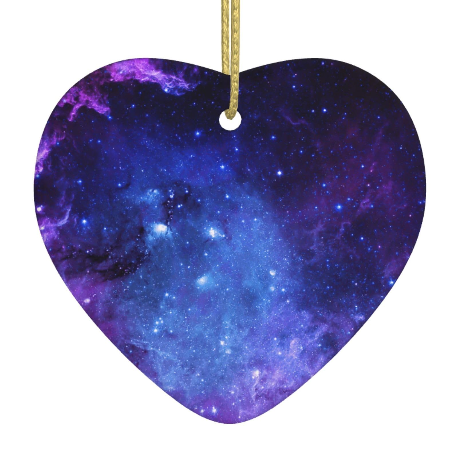 Nbtghga White Galaxy. Print Christmas Ornaments, Ceramic Hanging Ornament, Xmas Tree Decoration, Holiday Home Decor