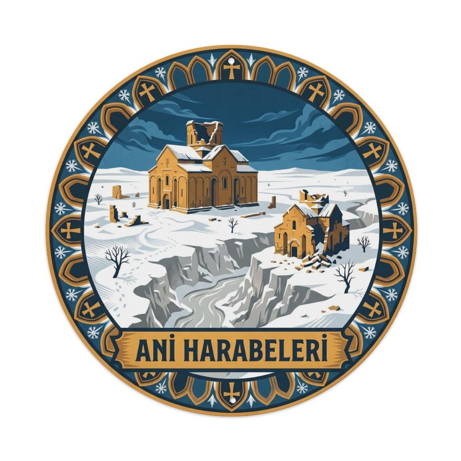 Ani Ruins Kars Ancient Anatolian Landmark Metal Tin Sign