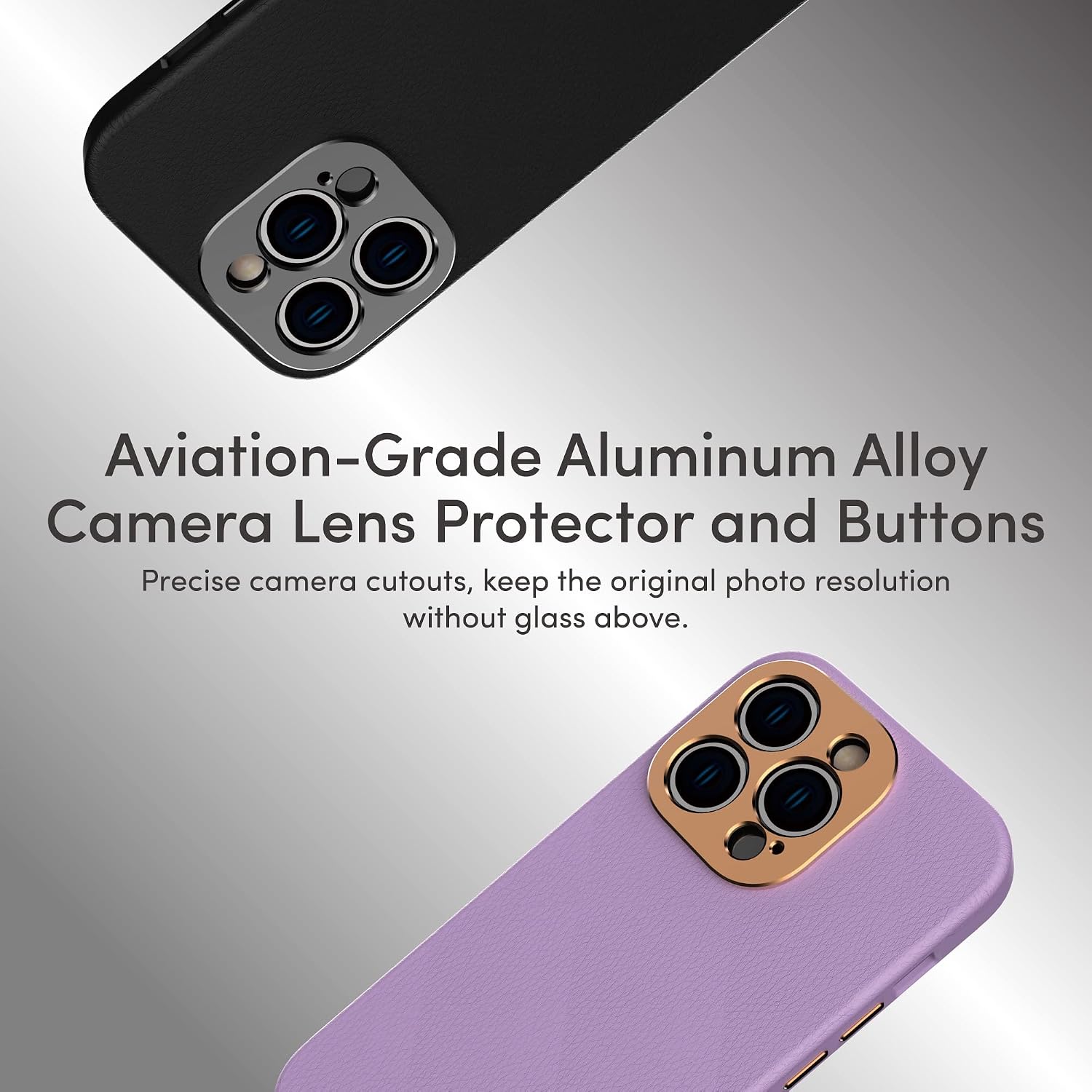 Moshi Napa Premium Leather Case (for iPhone 14 6.1 Inch) - Compatible with MagSafe | Aviation-Grade Aluminum Raised Lens and Buttons Full Body Protection | Microfiber Lining - Caramel - Serene Gray