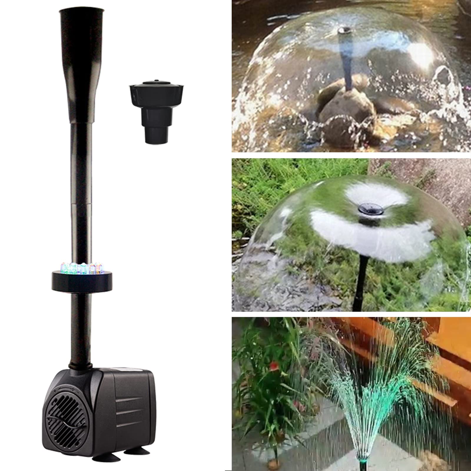 Pompa Acqua Sommersa 15W Con 12 LED, 800L/h, Per Fontana Laghetto O Giardino