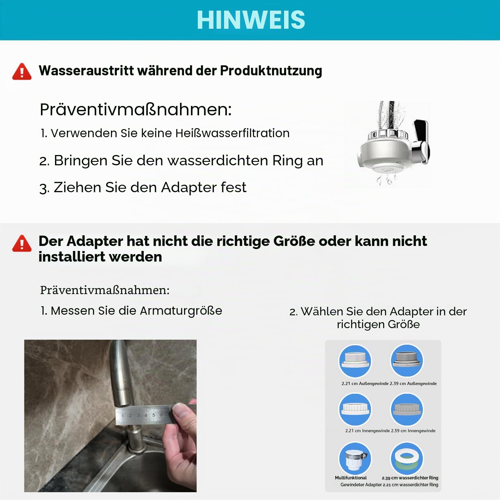 Vortopt Wasserfilter Wasserhahn, NSF Zertifiziertes Wasserhahnfilter, Leitungswasserfilter, Reduziert Blei, Flourid und Chlor – Passend für Standard-Wasserhähne, T1 (1 Filter Enthalten)