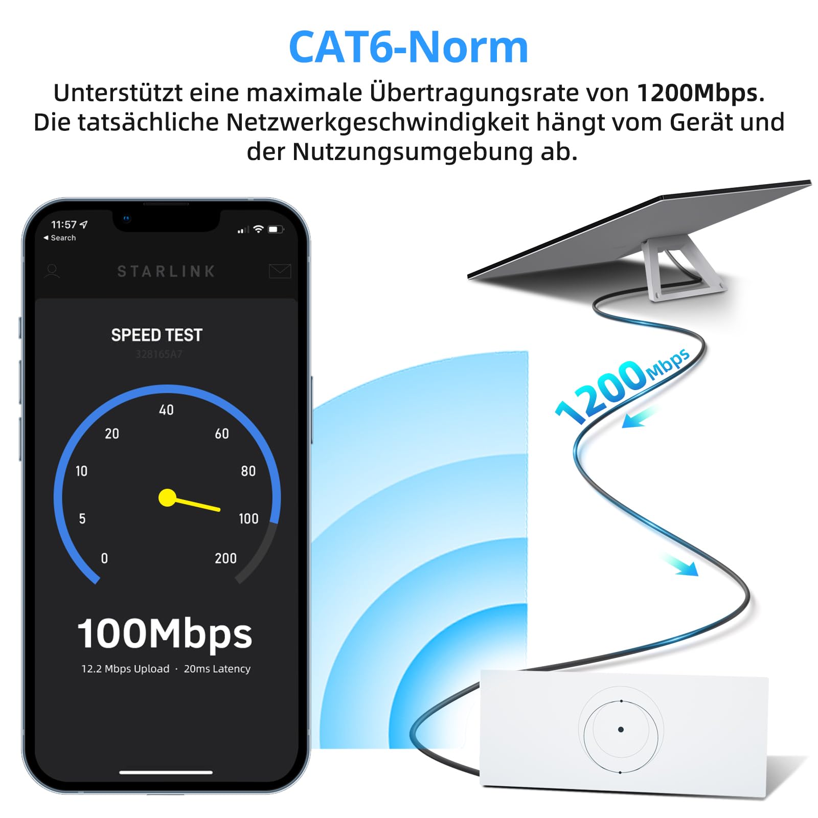 honecumi Starlink V3-kabel 10 m, vervangende kabel en verlenging
