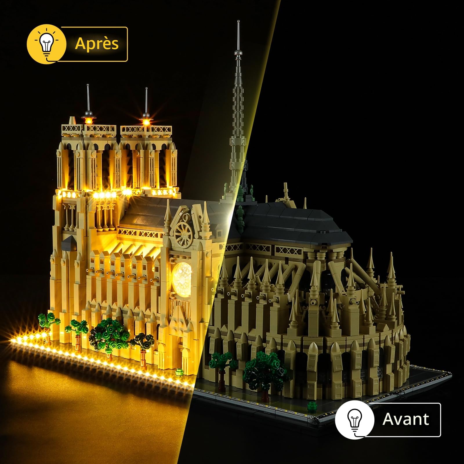 YEABRICKS Lampe LED pour Lego-21061 Architecture Notre-Dame de Paris, modèle de blocs de construction (Lego Set non inclus)
