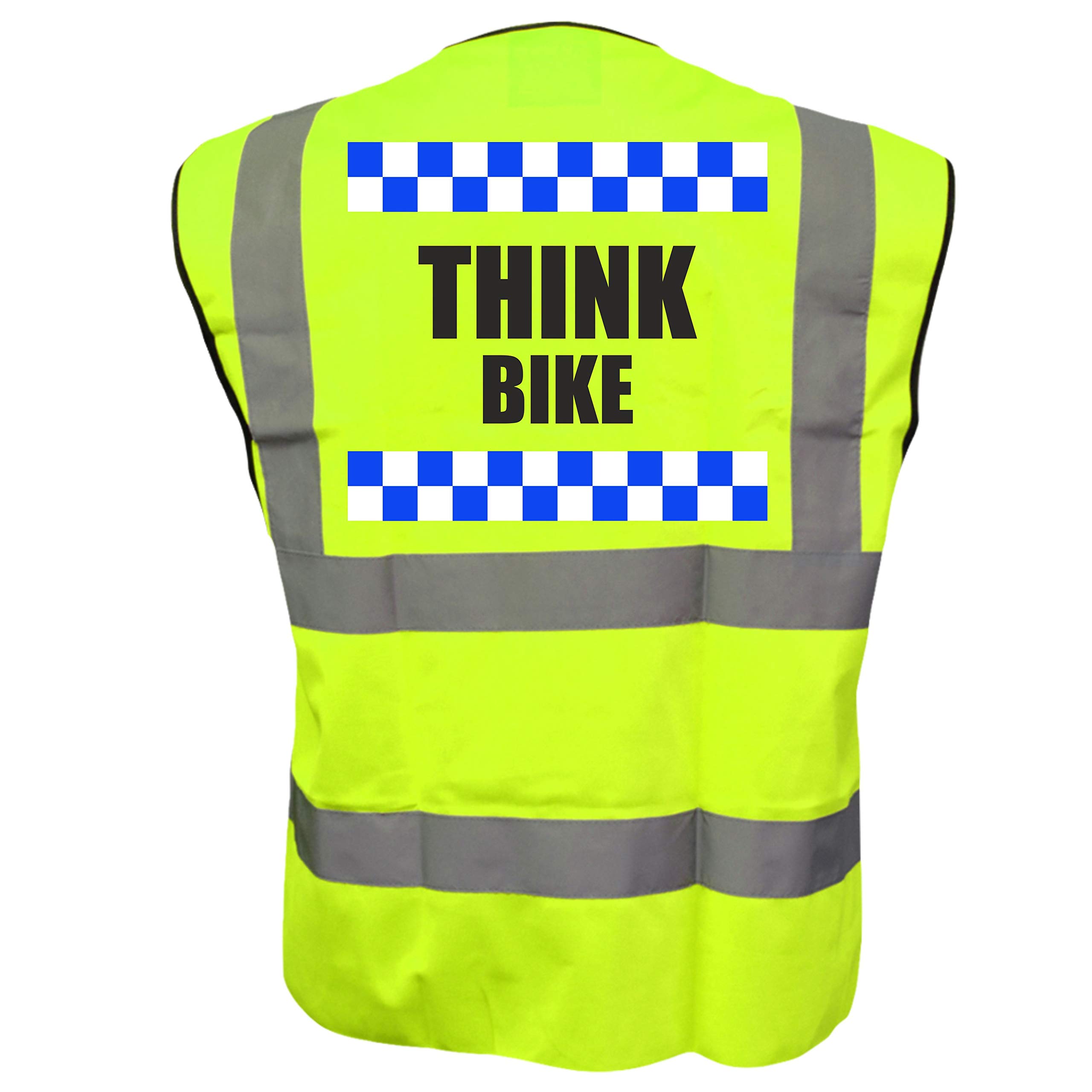 SILLITOE THINK BIKE Hi Viz Vis Vest Cycle Bike Reflective Waistcoat Jacket Safety Road Safety Visibility 4XL
