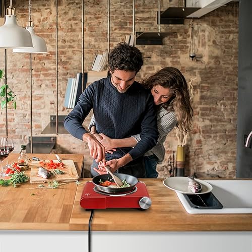 Miniatura 7 de Techwood - Placa caliente, quemador individual para cocinar, estufa eléctrica de cerámica infrarroja portátil de 1200 W con temperatura ajustable,