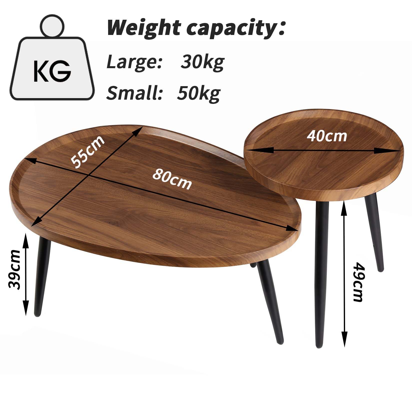 Salontafel Hayley (set van 2 ronde tafels