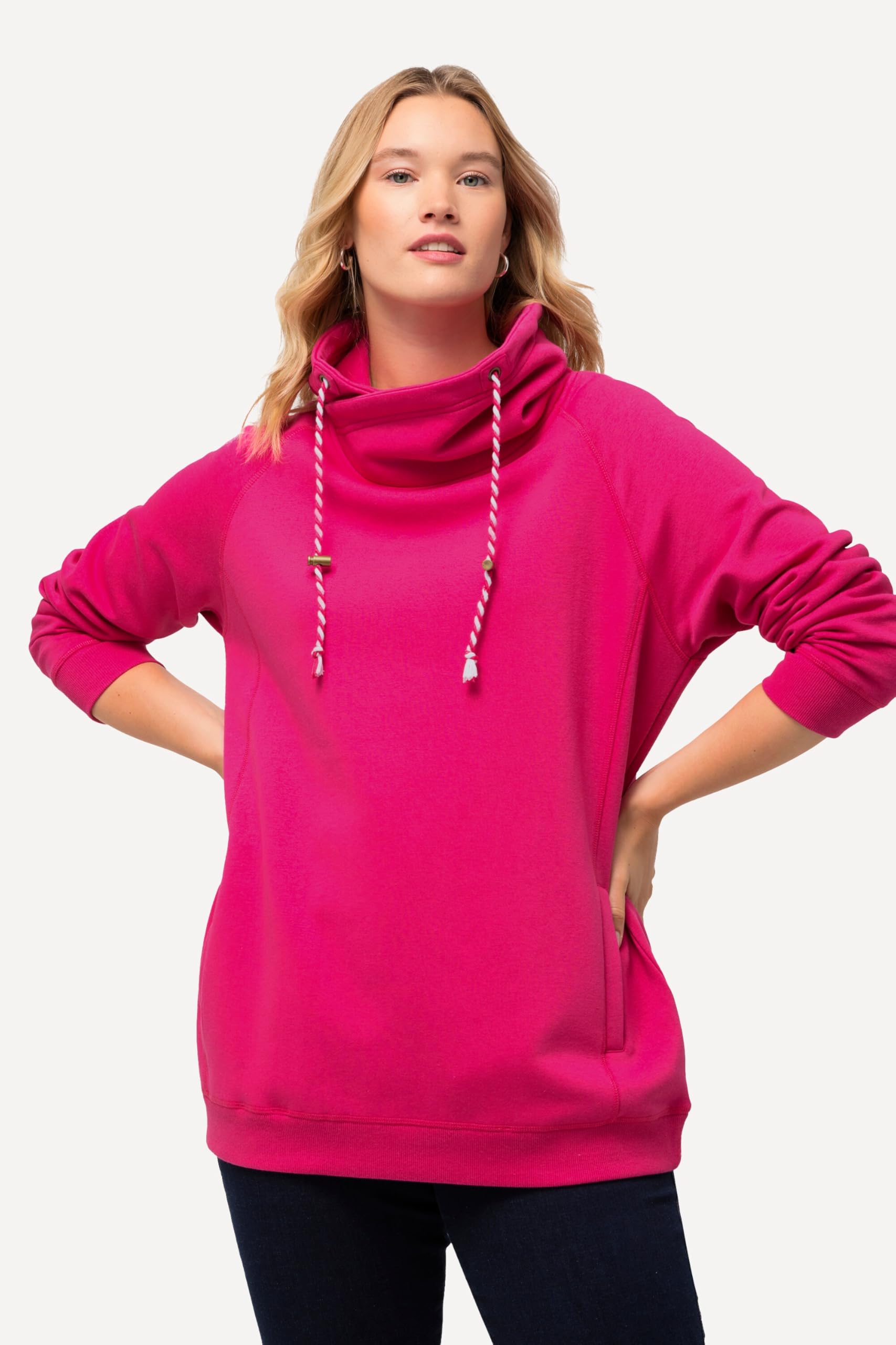Ulla Popken Damen Basic Sweatshirt Zweifarbige Kordel Sweatjacke (1er Pack)