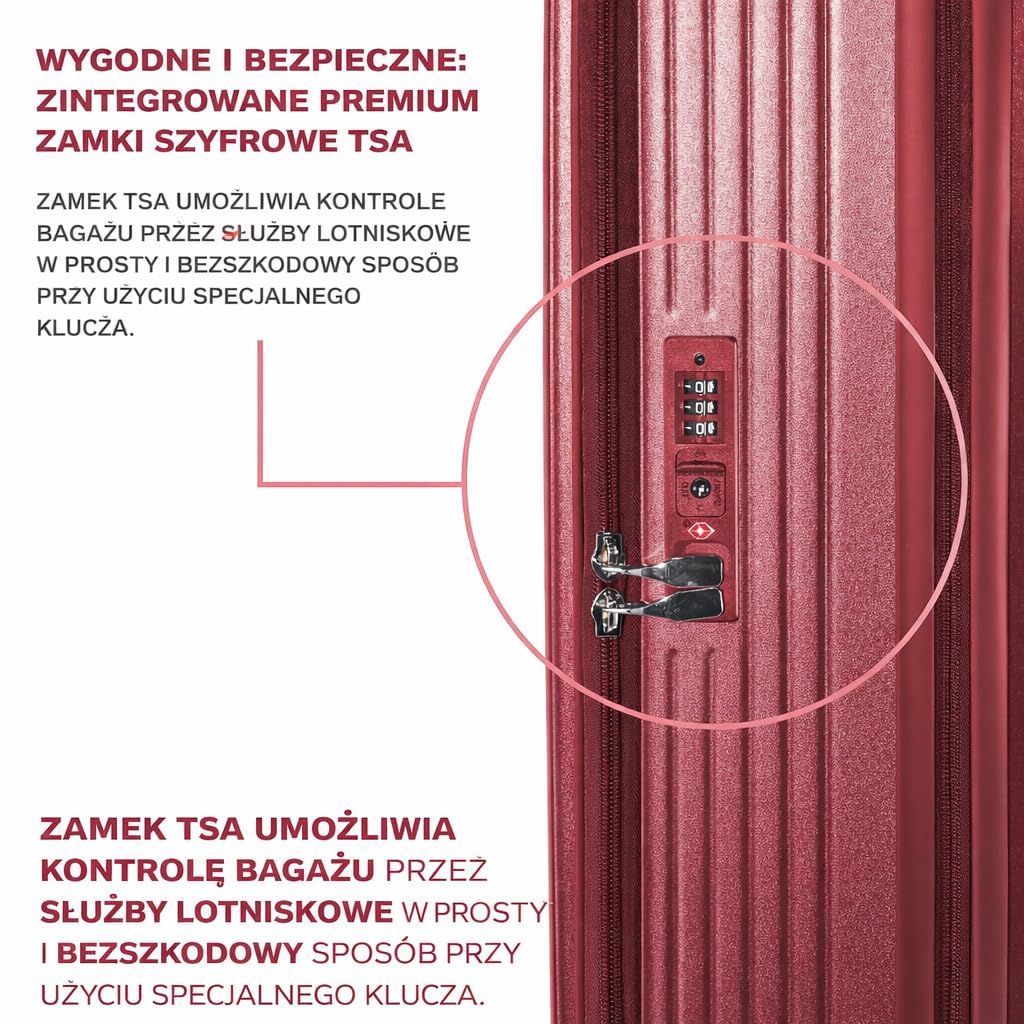 Zestaw 3 walizek z twardego poliwęglanu, specjalny system otwierania z przodu z przegródką organizera, możliwość rozszerzenia, 51 61 71 cm, zamek szyfrowy TSA, podwójne kółka 360 stopni
