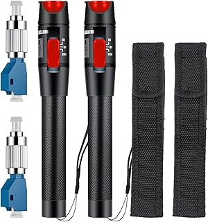 Duogalia 2 Pack Visual Fault Locator 50MW Fiber Tester VFL Tester Kit Including Fiber Optic Cable Tester with Single Mode 9/125um FC Male to LC Female Adapter(Red)