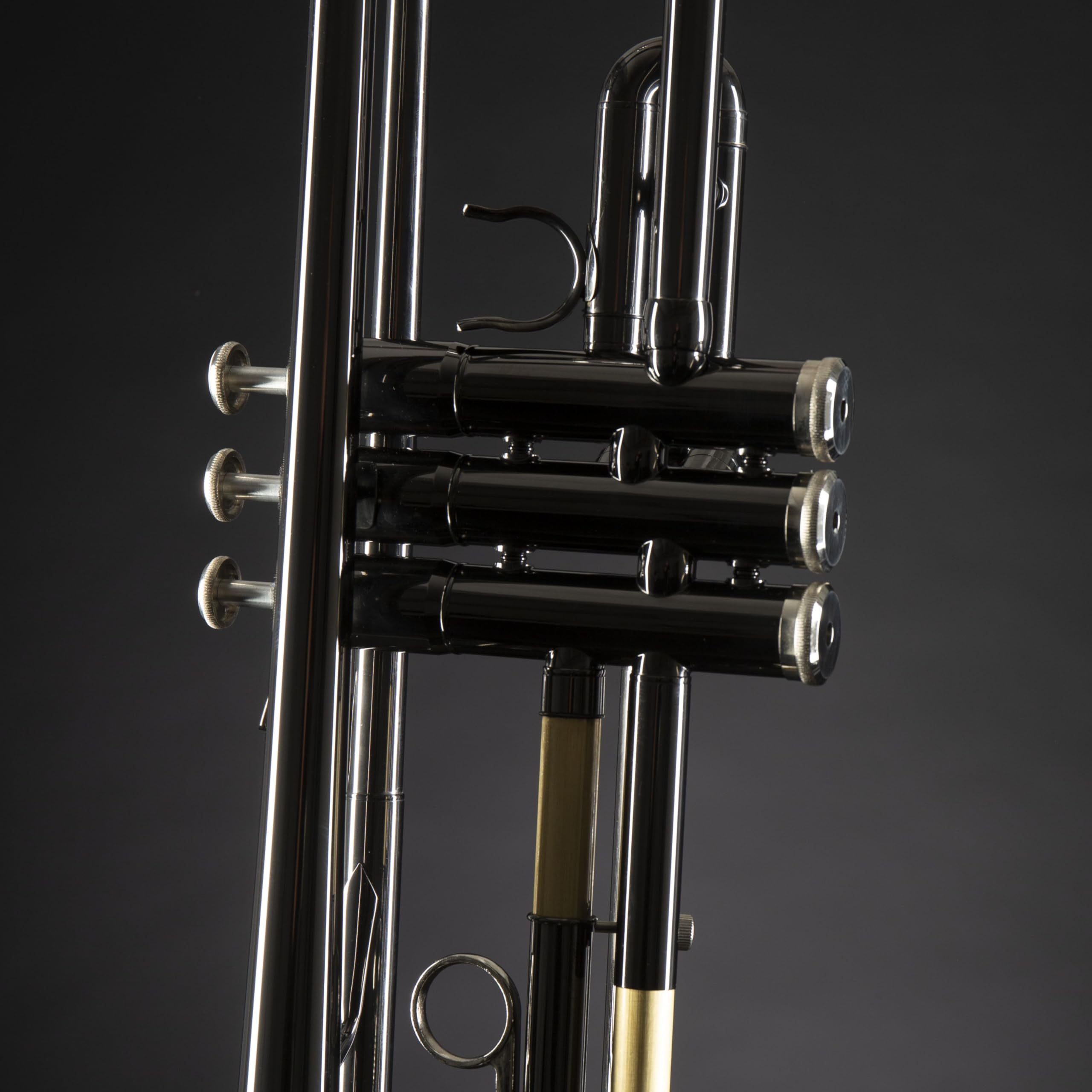 Monzani MZTR-118 Bb-Trompete, Anthrazit, Messing Schallbecher, Edelstahl Ventile, Kupfer Mundrohr, Heller Klang, Inklusive Mundstück und Hardcase, Ideal für Einsteiger und Zweitinstrument