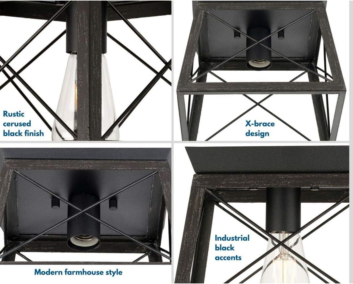 Progress Lighting 1-Light Ceiling Light, Flush Mount Ceiling Light Fixture for Interior Kitchen Lights, Hallway, Bedroom, Living Room, 9.5-Inch by 9.5-Inch, Briarwood Collection, Textured Black