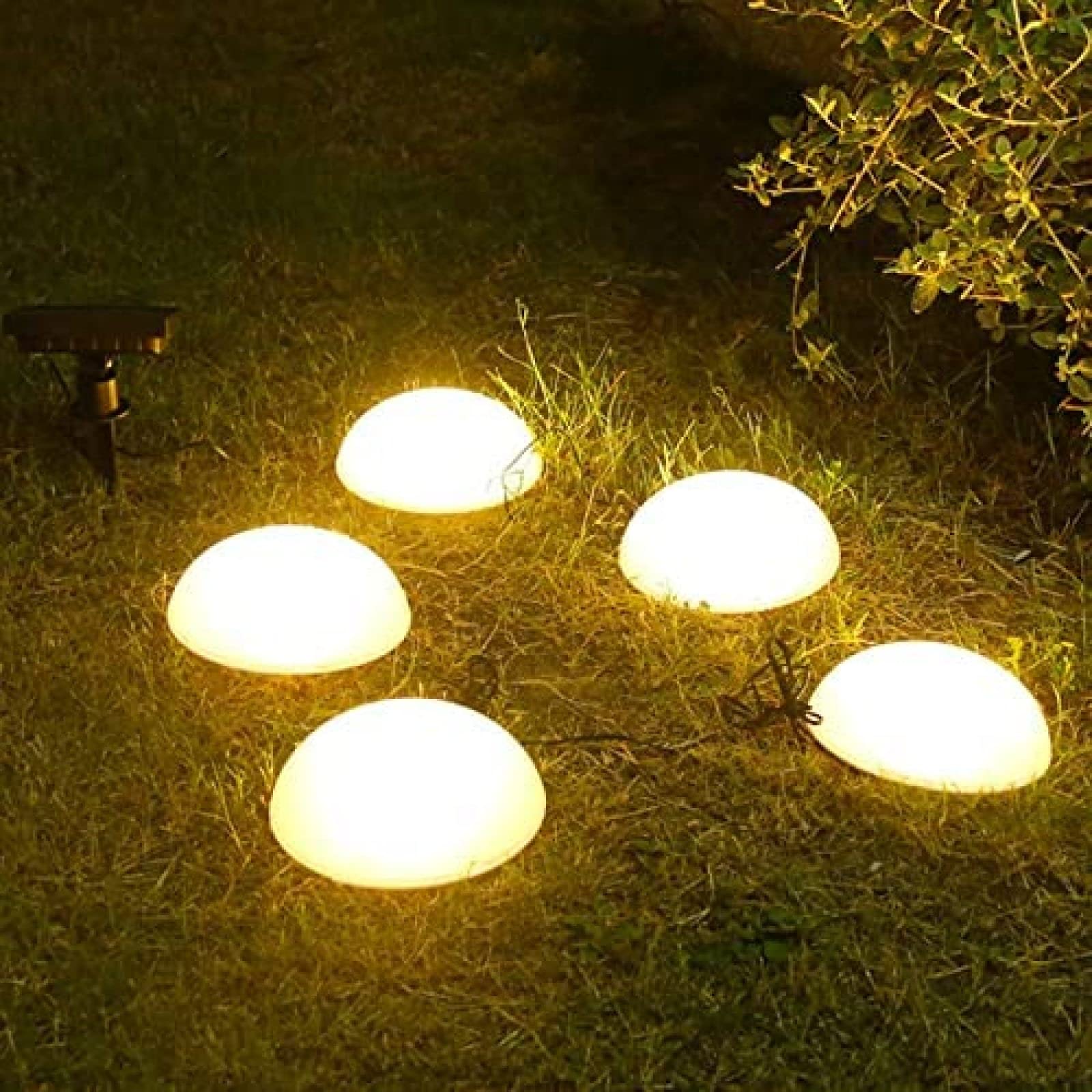 Luces solares de suelo, lámpara de césped impermeable con 5 LED, luz solar decorativa de media bola para jardín, patio, camino, patio, 5 piezas, iluminación de paisaje al aire libre