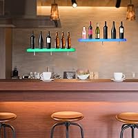 Vista 5 de Gdrasuya10 Paquete de 2 estantes LED de exhibición de botellas de licor montados en la pared, estantes LED flotantes con control de controlador