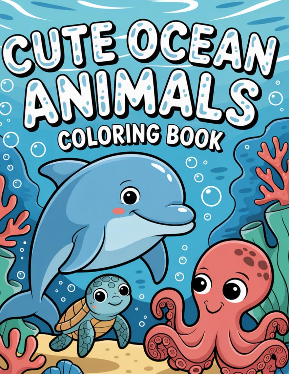 Cute Ocean Animals Coloring Book for Kids Ages 2–6 | Fun Sea Creatures & Easy Coloring Pages for Toddlers and Preschoolers: Adorable ocean friends ... for summer fun and creativity!