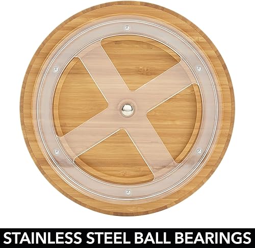 Miniatura 4 de mDesign Lazy Susan - Plato giratorio de bambú para gabinete de cocina, despensa, refrigerador, armarios o mostrador, organizador totalmente