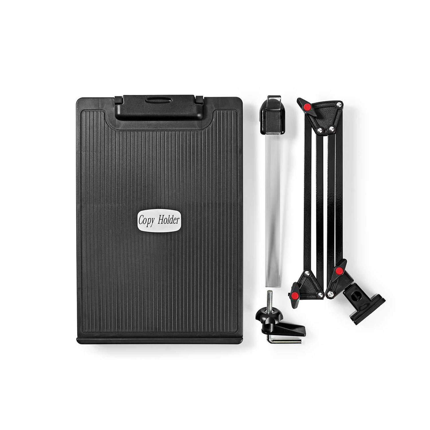 Support de bureau ergonomique réglable avec guide de ligne, porte-documents, noir/gris