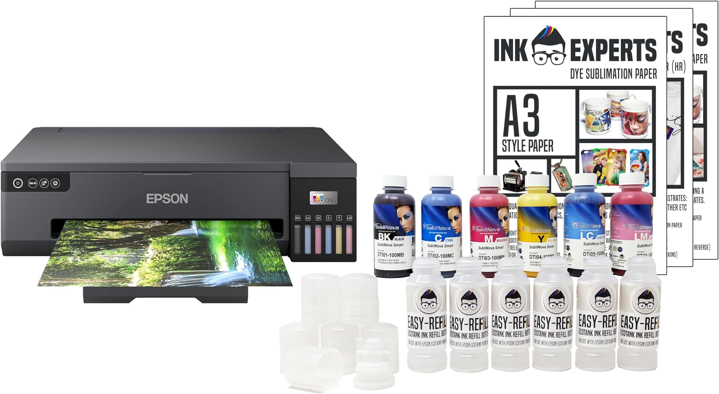 Dye Sublimation A3 Printer Bundle - Mac Compatible with Epson ET18100 inc. Printer and Inktec Sublinova Inks