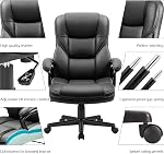 Furmax Bureau Président de direction Haut dos réglable Siège de bureau à domicile, ordinateur pivotant PU Chaise en cuir avec support Lumbar (Noir)