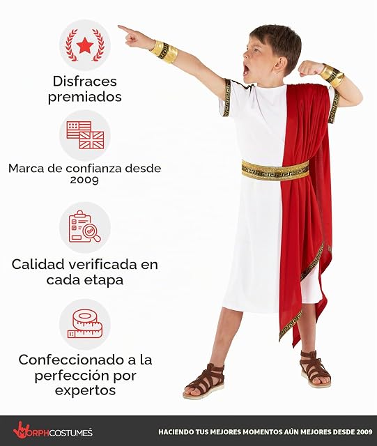 Foto 5 de 7 de Morph Disfraz Romano Niño, Disfraz Emperador Halloween Niño, L
