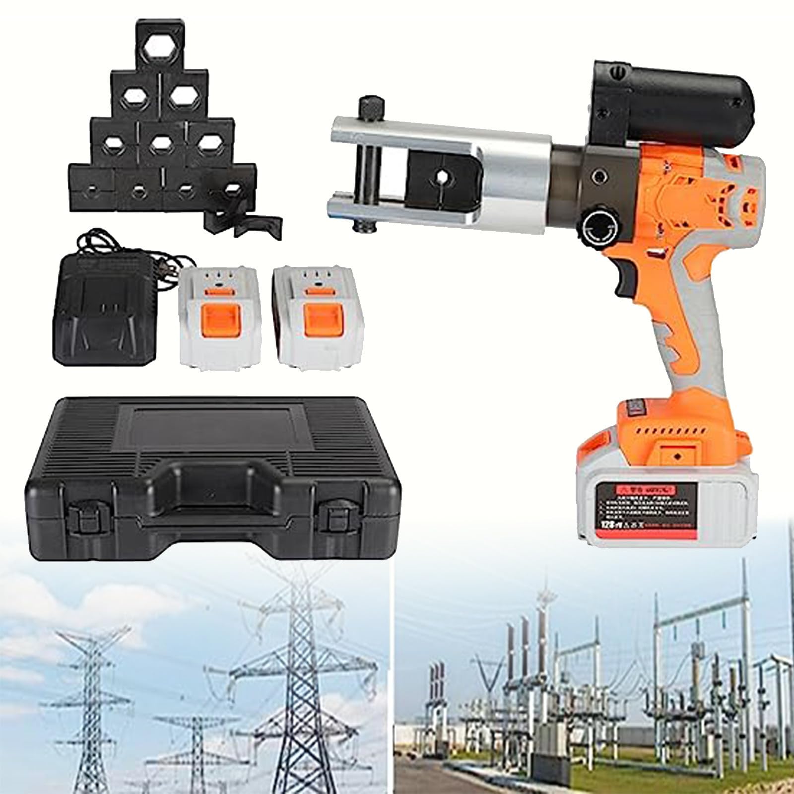 Elektryczne szczypce zaciskowe, przenośne szczypce do końcówek kablowych, zestaw narzędzi do zacisków elektrycznych, zakres 16-300 mm2, szczypce zaciskowe do zacisków miedzianych i aluminiowych
