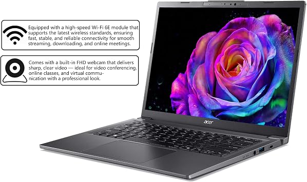Acer Aspire 14 AI Portable Laptop | 14 WUXGA Matte Touch | Intel 8-core Ultra 5 226V (Up to 40 NPU Tops - Up to 53 GPU Tops) | 16GB DDR5 1TB SSD | Backlit Wi-Fi 6E Win11Pro w/DLCA Accessory