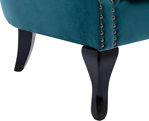 Miniatura 6 de Silla decorativa moderna de mediados de siglo, sillón tapizado, cómodo sofá individual de tela de terciopelo con respaldo copetudo para espacios