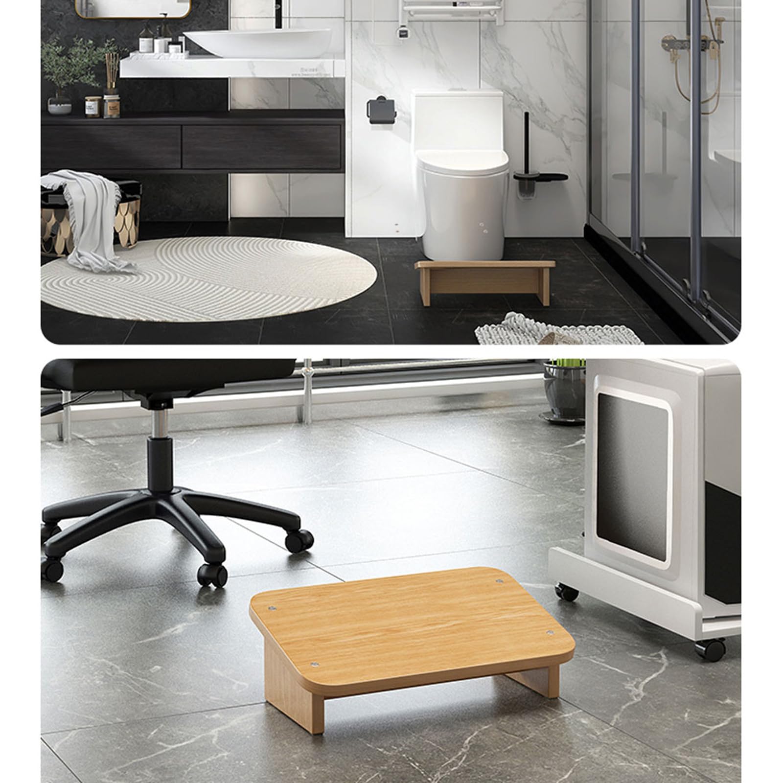 Reposapiés para debajo del escritorio,Reposapies de Oficina,Apoya Pies,Reposa Pie Trabajo Escritorio,Reposapiés de Madera,Reposapiés de Masaje de Pies Ergonómico para Oficina,Hogar,Taburete de Baño