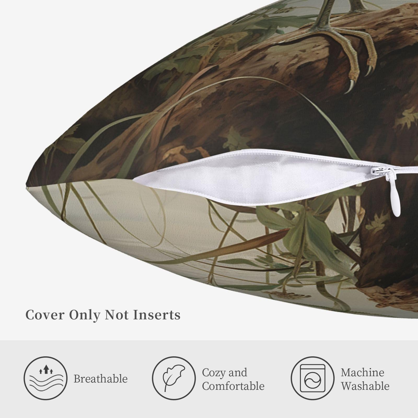 Swamp Egret Throw Pillow Covers 18x18 - Double Sided Corduroy Decor