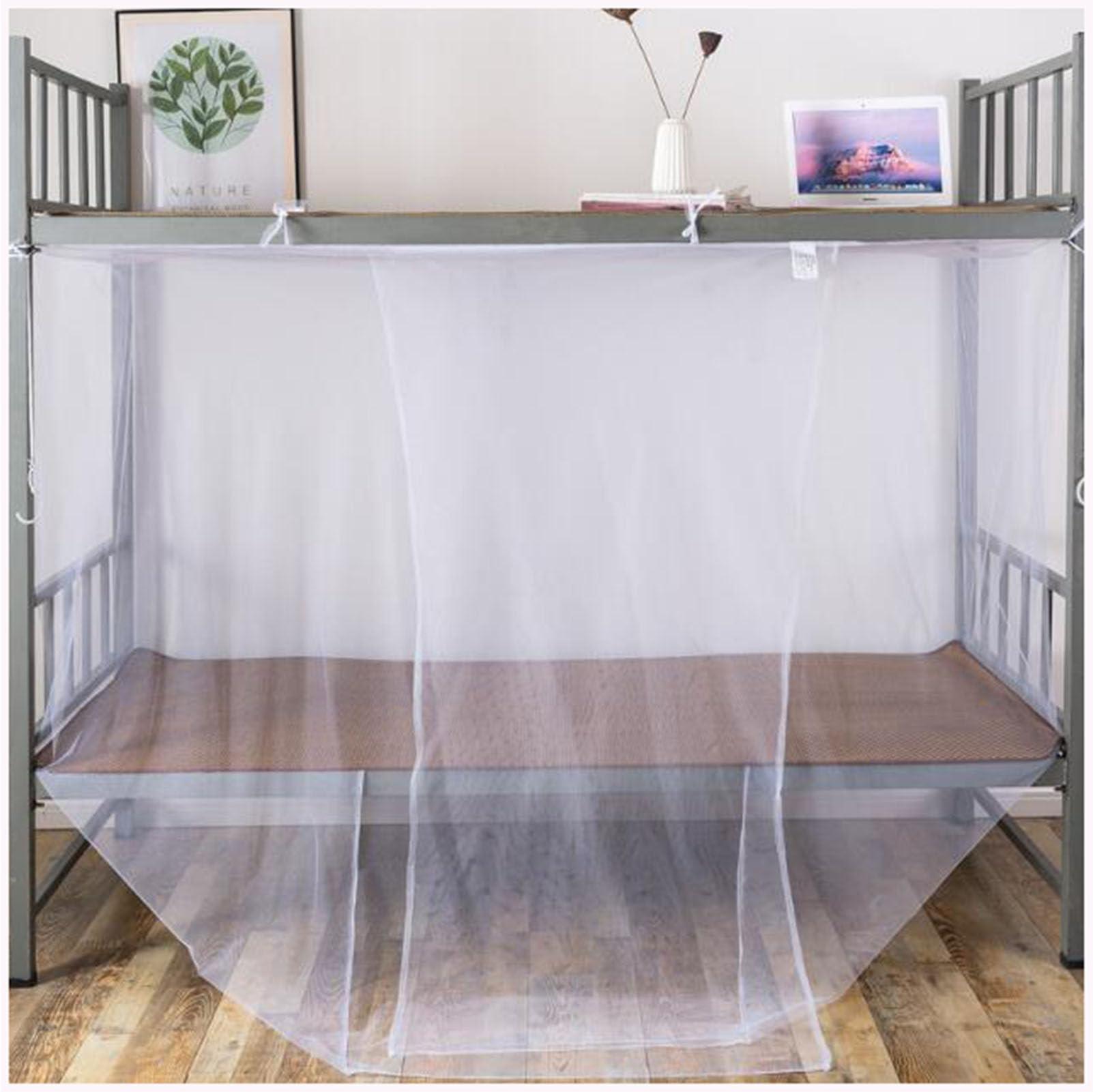 Mosquitera de Viaje de Cama, fácil sin instalación, mosquitera de una Sola Puerta, Adecuada para Acampar en Familia,Blanca,1.5 * 1.9m