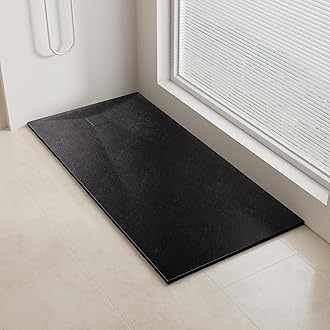 Shower Trays, 1400 x 900mm SMC Slip-Resistance Shower Tray with Shower Waste. Stylish Walk in Base for Shower Enclosure, Black