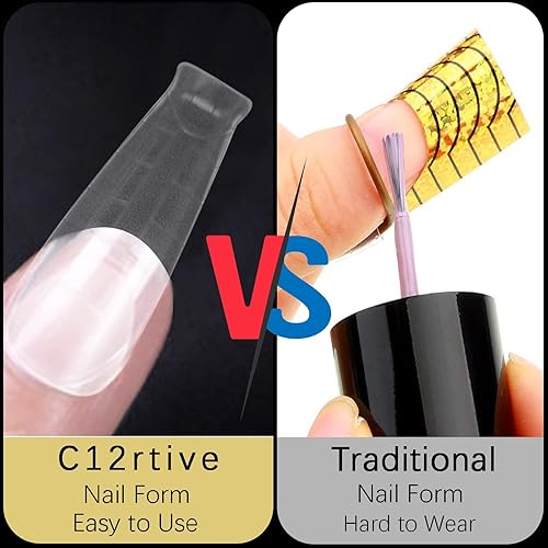 Miniatura 4 de C12rtive 120 formas de uñas de polietileno de extensión en forma de T, moldes reutilizables de cobertura completa, 12 tamaños para pegamento de gel