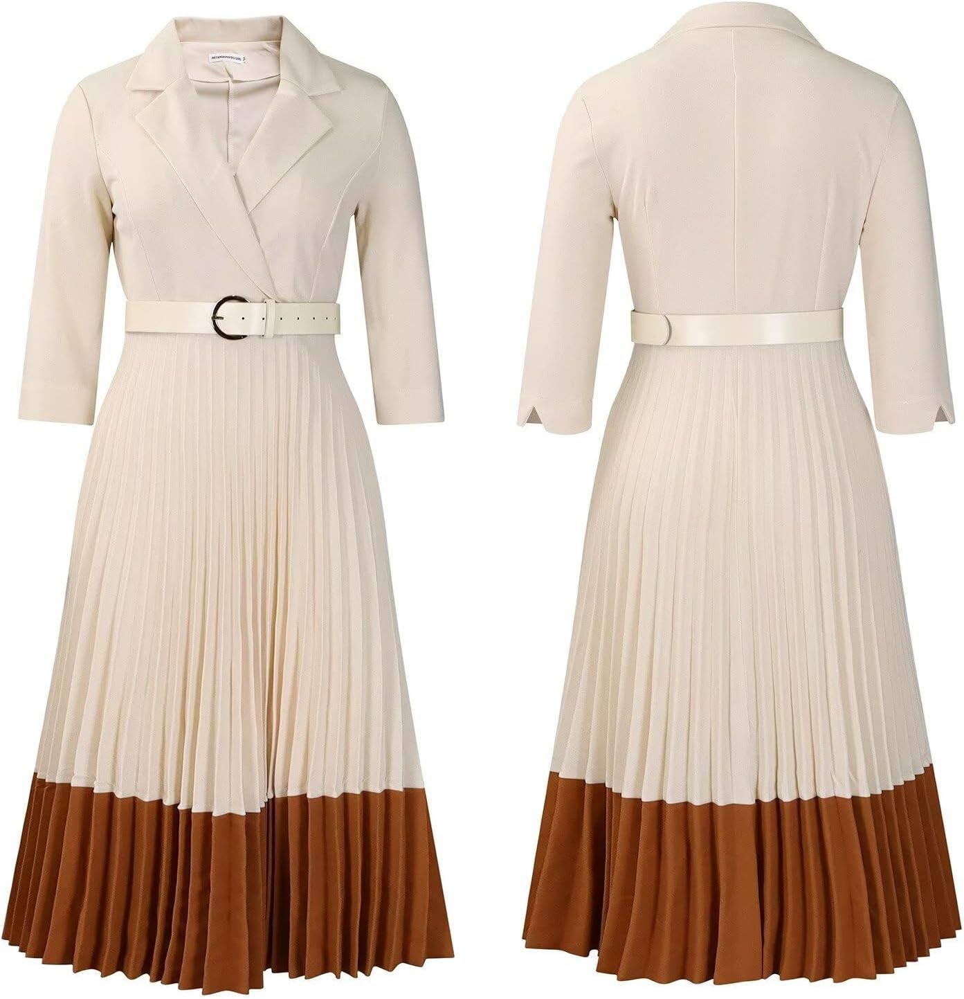 Womens Vintage Retro Work Business Office Fit and Flare Mid-Calf A-Line Dress,Midi Work Dress