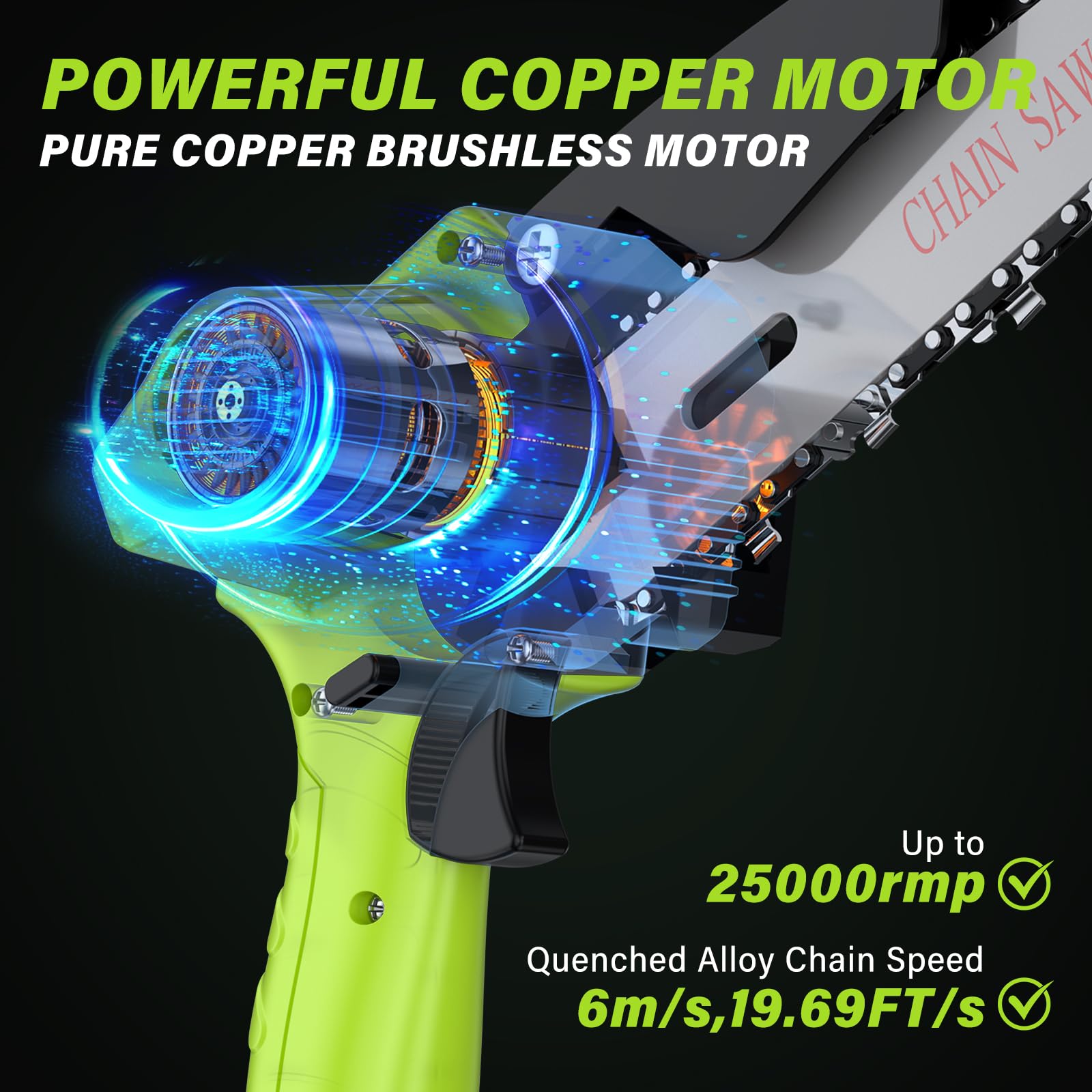 Élagueuse sur Perche Sans Fil et Mini Tronconneuse a Batterie 2 en 1 Tronconneuse Electrique 6 Pouces avec 2 Batteries, 4 Chaînes, Gant, Lunettes, Bandoulière, pour Jardin, Branches, Bois