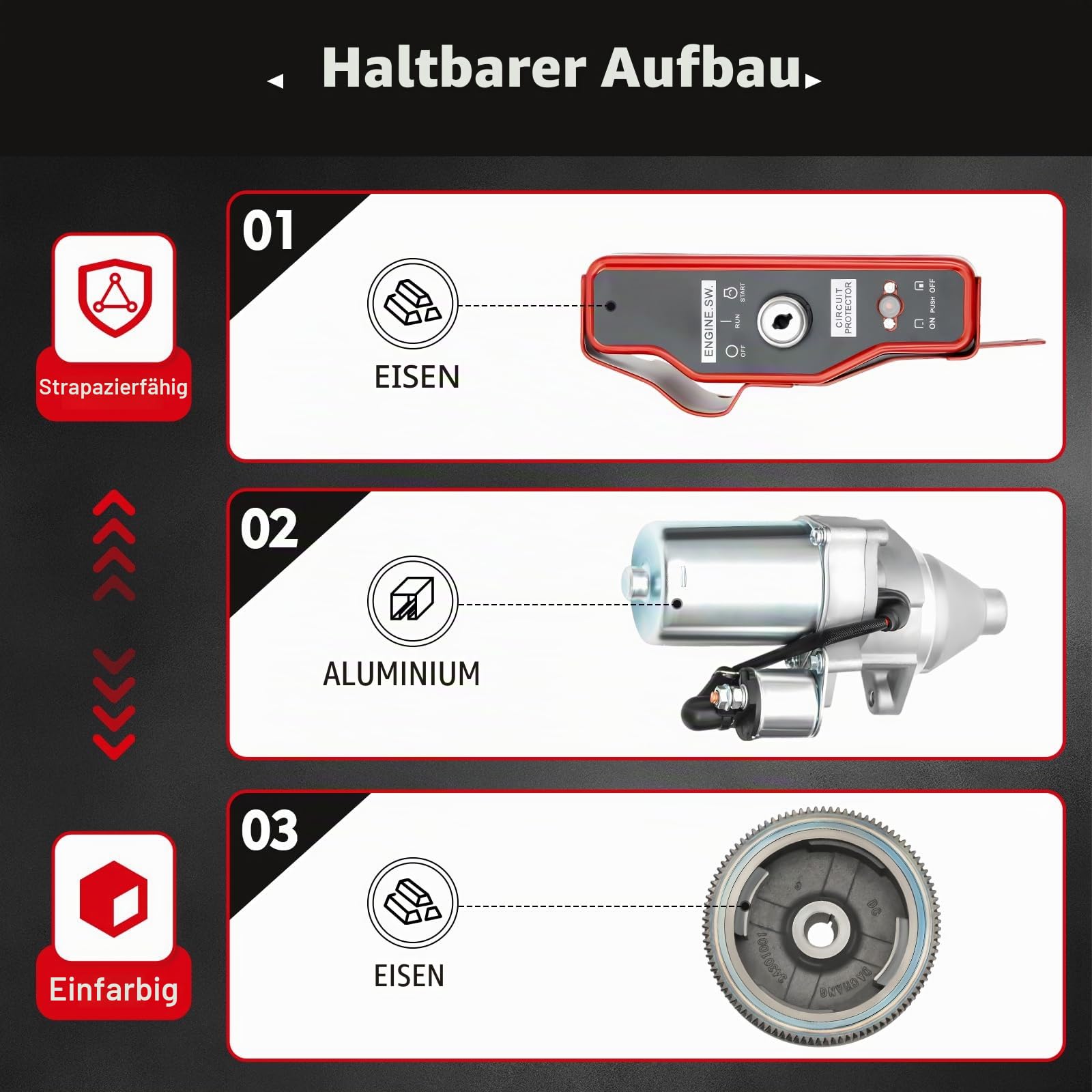 Elektrostarter Kit für Honda GX340/GX390 (bis 2011) – Komplettset mit Anlasser, Schwungrad & Schlüsselschalter – Elektro-Starter Motor, Direkter Ersatz